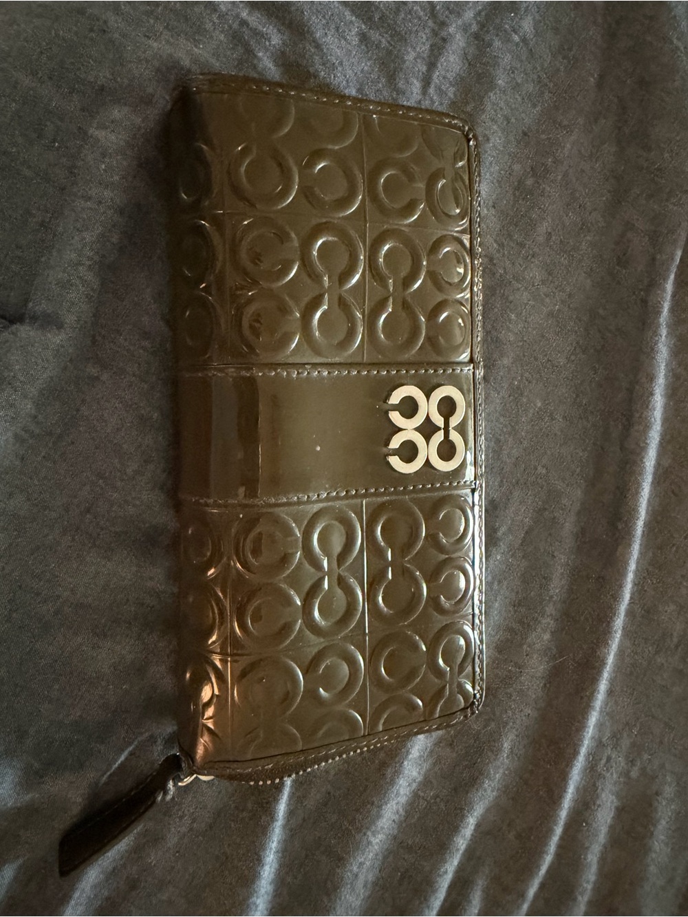 Coach Glossy Embossed Wallet with Metallic Logo